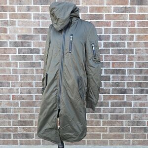 H&M Olive Green Hooded Full Zip Utility Jacket Parka Coat Size 4